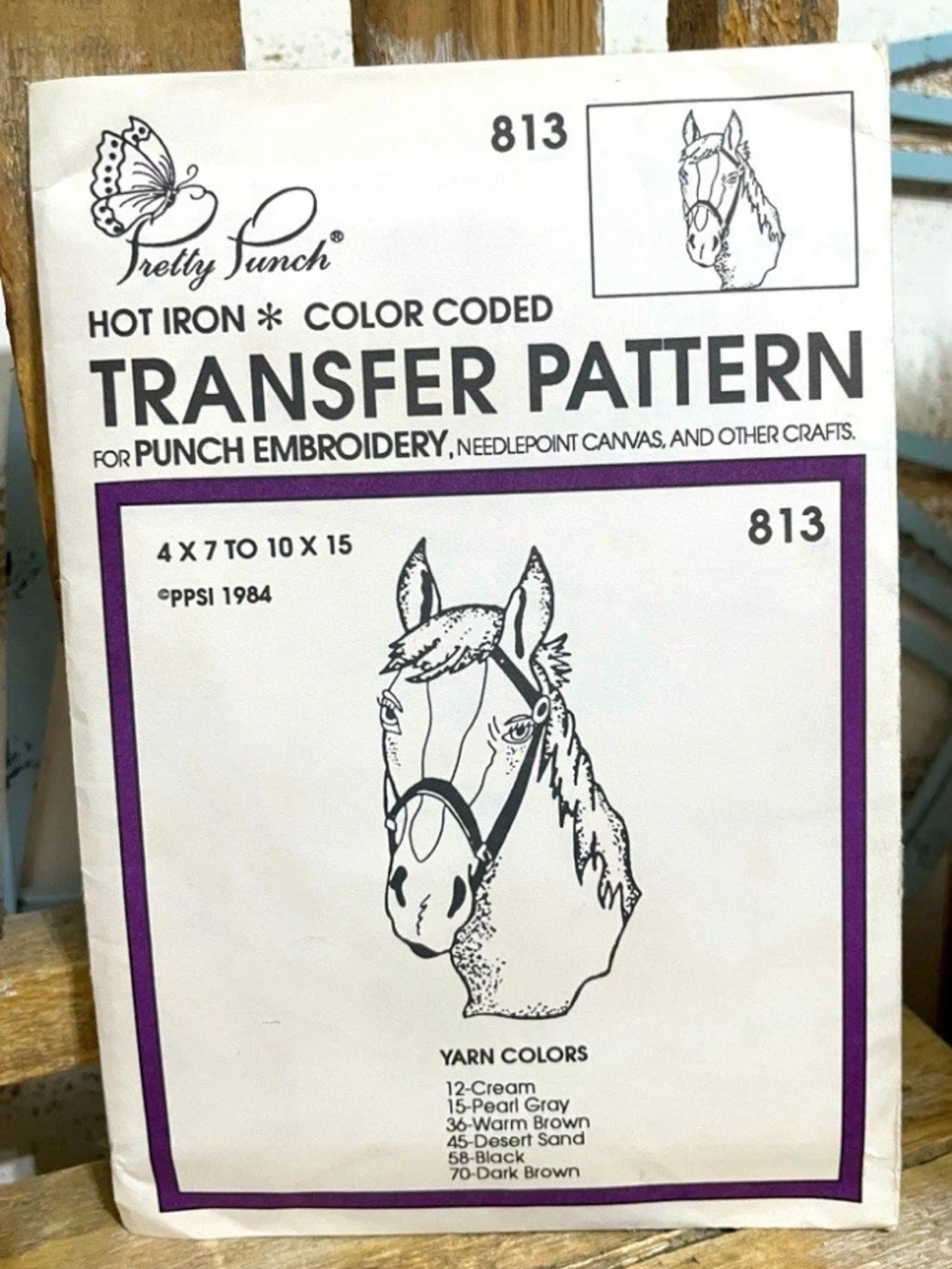 Horse Hot Iron Embroidery Transfer Pretty Punch 4 Sizes Uncut 813 1989 VTG